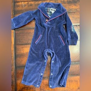 Adorable navy blue velveteen romper 6-9mo